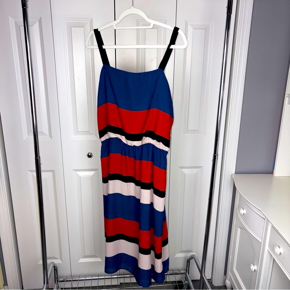 EVEREVE Allison Joy Striped Dress in Blue, Orange and White
